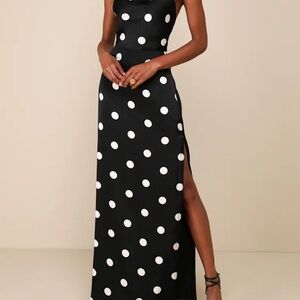 Lulu's Black and White One Shoulder Sheath Dress